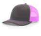 GreyBeard Veteran Trucker Snapback - CHARCOAL/ NEON PINK with the Jack