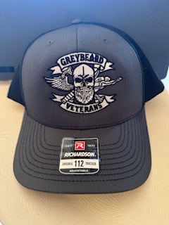 GreyBeard Veteran 112 Trucker Snapback - CHARCOAL/ BLACK with the Jack